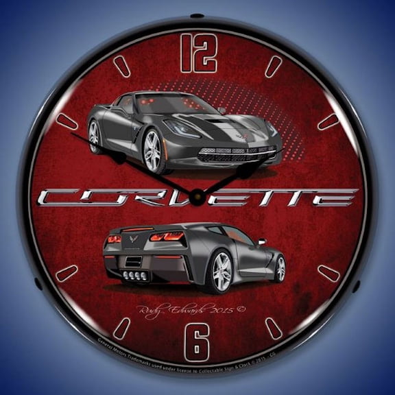 C7 Corvette Lighted Clock - Cyber Grey
