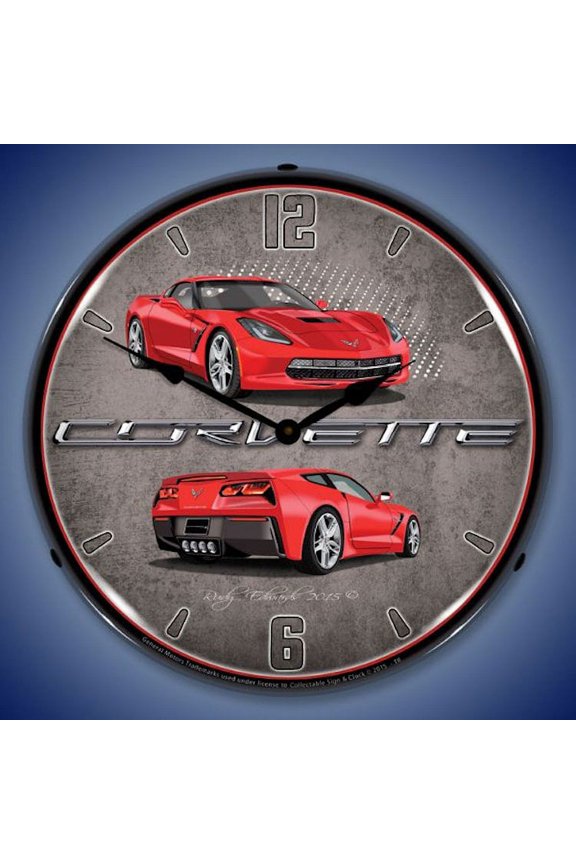 C7 Corvette Lighted Clock - Torch Red