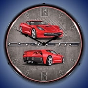 C7 Corvette Lighted Clock - Torch Red