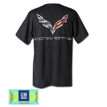 C7 Corvette Logo Flag T-shirt : Charcoal X-Large