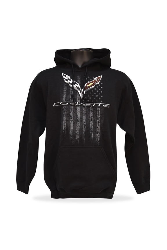 C7 Corvette Men's American Legacy Hooded Sweatshirt - Black Large