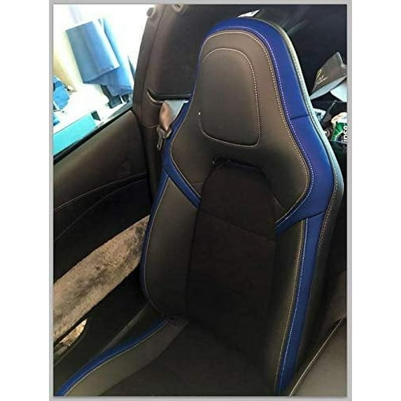 C7 Corvette Seat Covers Custom Fit : Stingray, Z51, Z06, Grand Sport Black Suede with Blue Accent