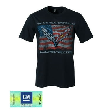 C7 Corvette Vintage USA Flag T-shirt : Black X-Large