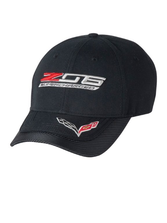 C7 Corvette Z06 Supercharged Black Hat with Carbon Accent Bill - Adult Hat