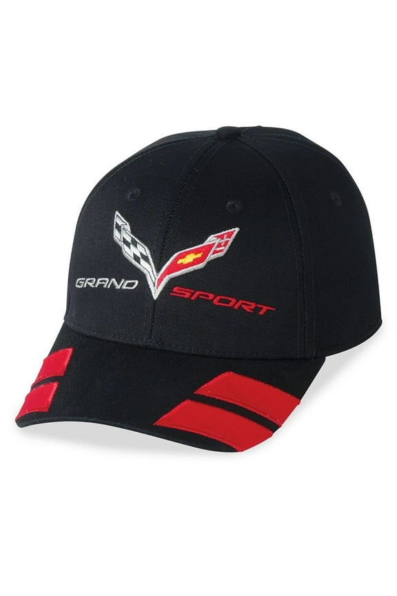 C7 Grand Sport Corvette Logo Flag w/Stripe Hat : Black