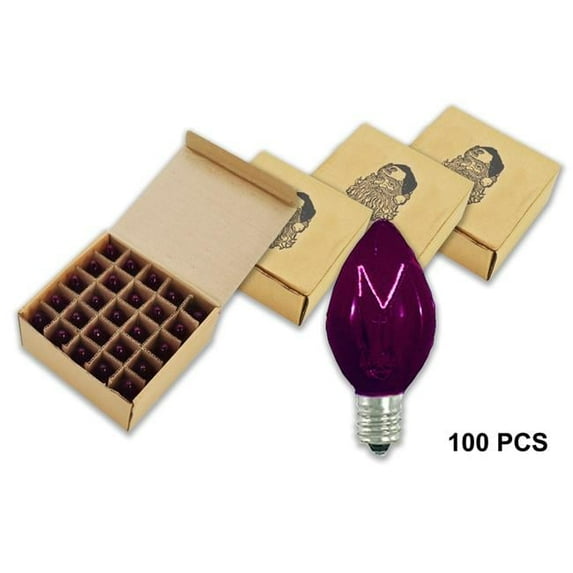 C7 Incandescent Dimmable E12 Base Bulbs, Purple - Pack of 100