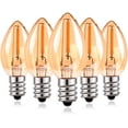 thumbnail image 1 of C7 LED Bulb, 0.5W Light Candle Bulbs, Amber Glow 5w Incandescent Replacements E12 Candelabra Base led Filament Night Bulb Ultra Warm White 2200K Decorative String Edison Lamp Non-Dimmable 5 Pack, 1 of 7