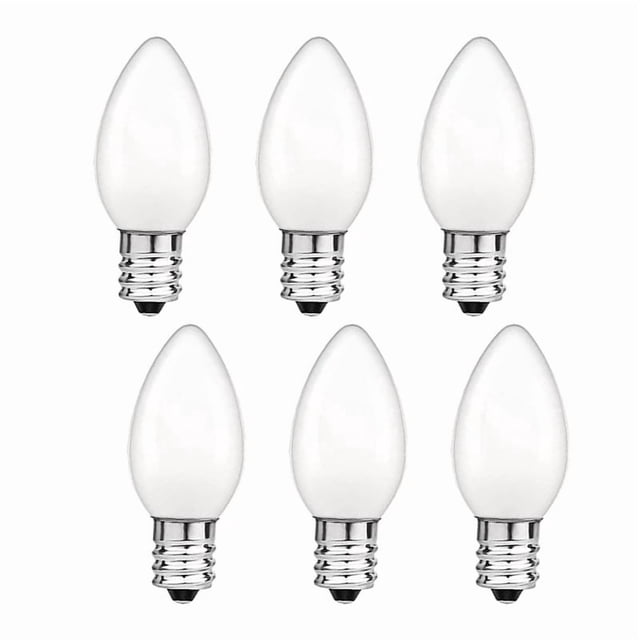 C7 LED Light Bulb, E12 Base, 0.5W, 2700K Warm White, Non-Dimmable, Opal ...