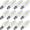 C7 LED Night Light Bulbs, Clear Plastic, 2200K Warm White, 12 Pack ...