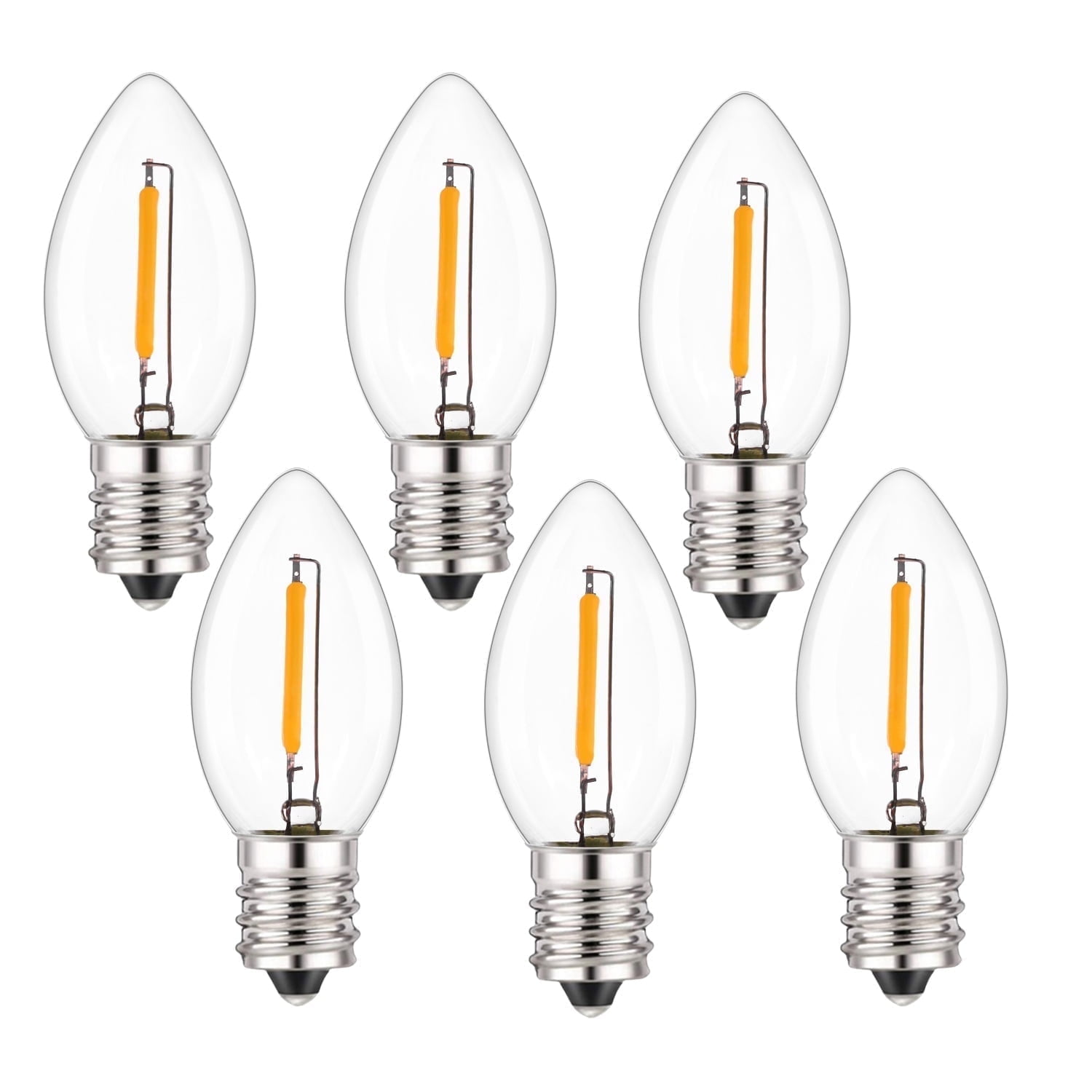 Khaosen C7 LED Night Light Bulbs 0.6W E12 Candelabra Base Shatterproof ...