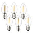 thumbnail image 1 of C7 LED Night Light Bulbs, Shatterproof LED Replacement Bulbs for Window Candles & Chandeliers, E12 Candelabra Base, 0.6 Watt Equivalent to 7Watt Incandescent Bulb, Warm White,6 Pack, 1 of 6