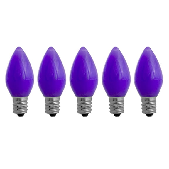 EZLS Purple Opaque C7 LED Replacement Bulbs, 5 Pack