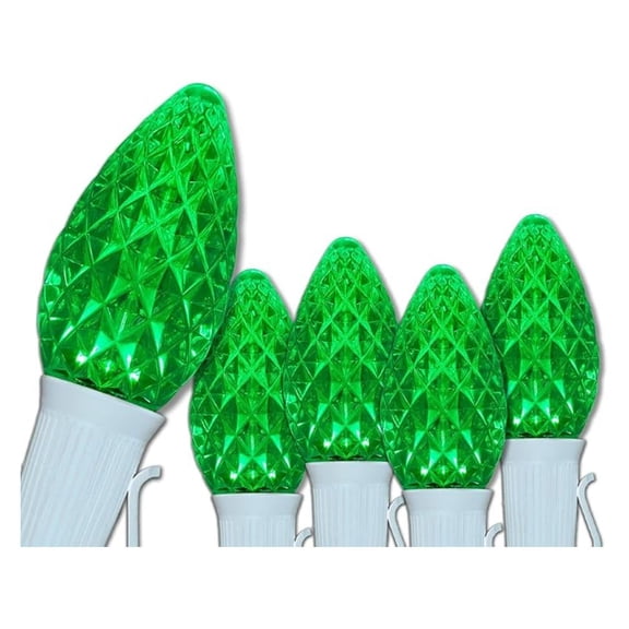 C7 OptiCore LED Outdoor Christmas Lights  Lights for Wedding Heavy Duty Christmas String Lights; White Wire (25 Lights, 25 ft, Green)