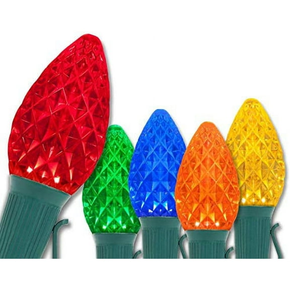 C7 Opticore Commercial Multicolor Christmas Lights - Led Christmas String Lights, Outdoor Christmas Holiday Lights; Green Wire (25 Lights, 25 Ft)
