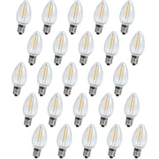 C7 Replacement LED Light Bulbs 0.6W Equivalent to 7W, Warm White 2700K Outdoor and Indoor String Lights, Christmas Tree Salt Lamps, Vintage Window Candles Bulbs, Clear Plastic 25PACK