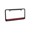 thumbnail image 1 of C7 Stingray License Plate Frame - Black w/ Red Script, 1 of 2