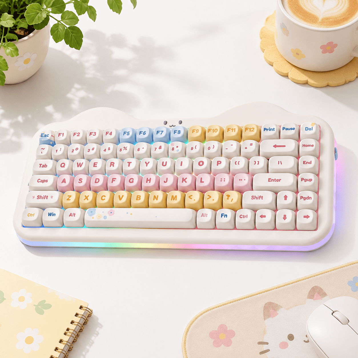 C75 Cute 75% Wireless Mechanical (beige Milk) - Walmart.com