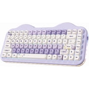 C75 Wireless Mechanical Keyboard,75% Layout, Hot-Swappable NKRO,BT5.0/2.4G/USB-C Mode,Dye-Sub PBT MOA Keycaps,RGB Gasket Mount,Cute Cake Design for Mac/Win/Gaming Purple, Milk V2 Switch