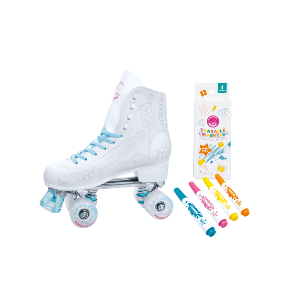 C7Skates Color Me Quad Skates - Personalized Skates with Erasable Markers (Women's 7 / Youth 6 / Men's 6)