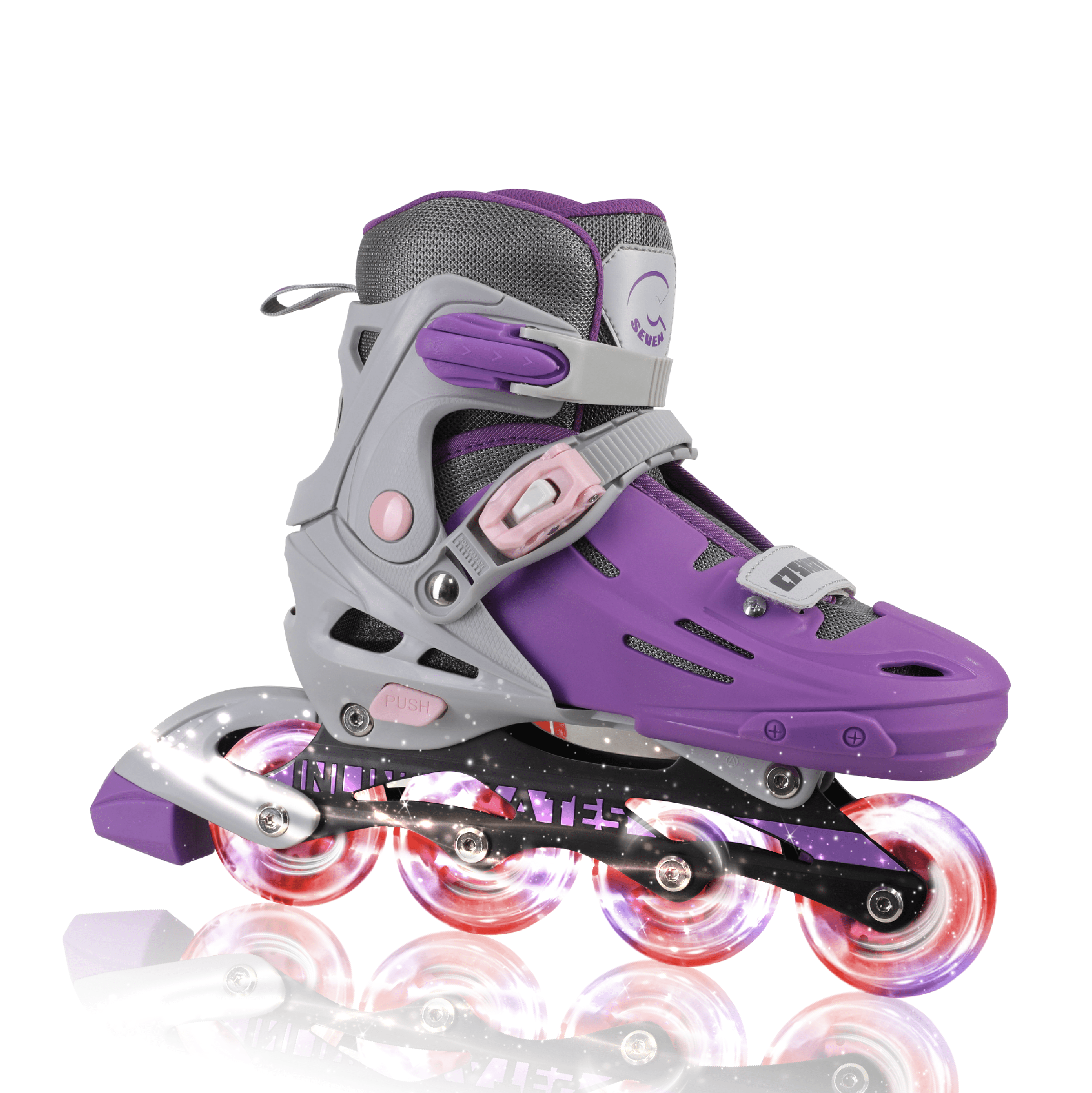 C7skates Adjustable Kids Inline Skates with Light Up Wheels (Galaxy, Size M)