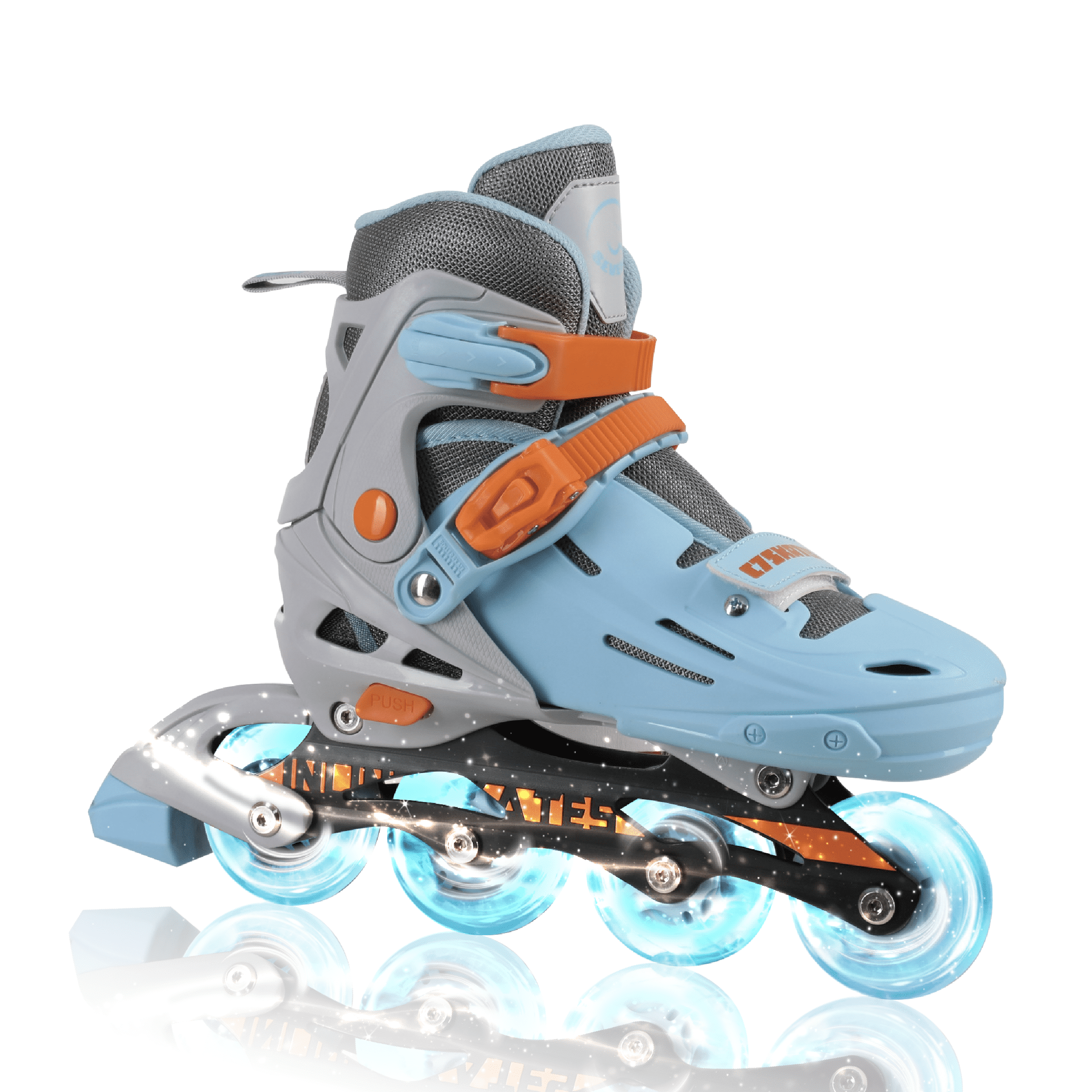 C7skates Adjustable Kids Inline Skates with Light Up Wheels (Wave Rider, Size S)