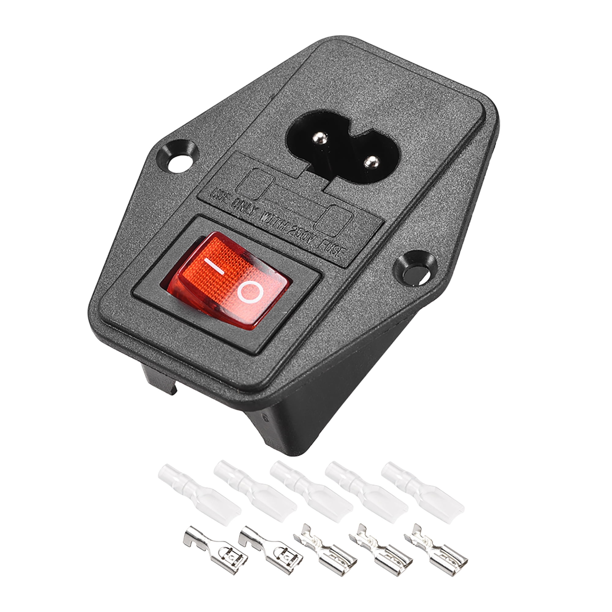 C8-8 Panel Mount Plug Adapter 250V 6A 2P IEC Inlet Socket Straight with ...