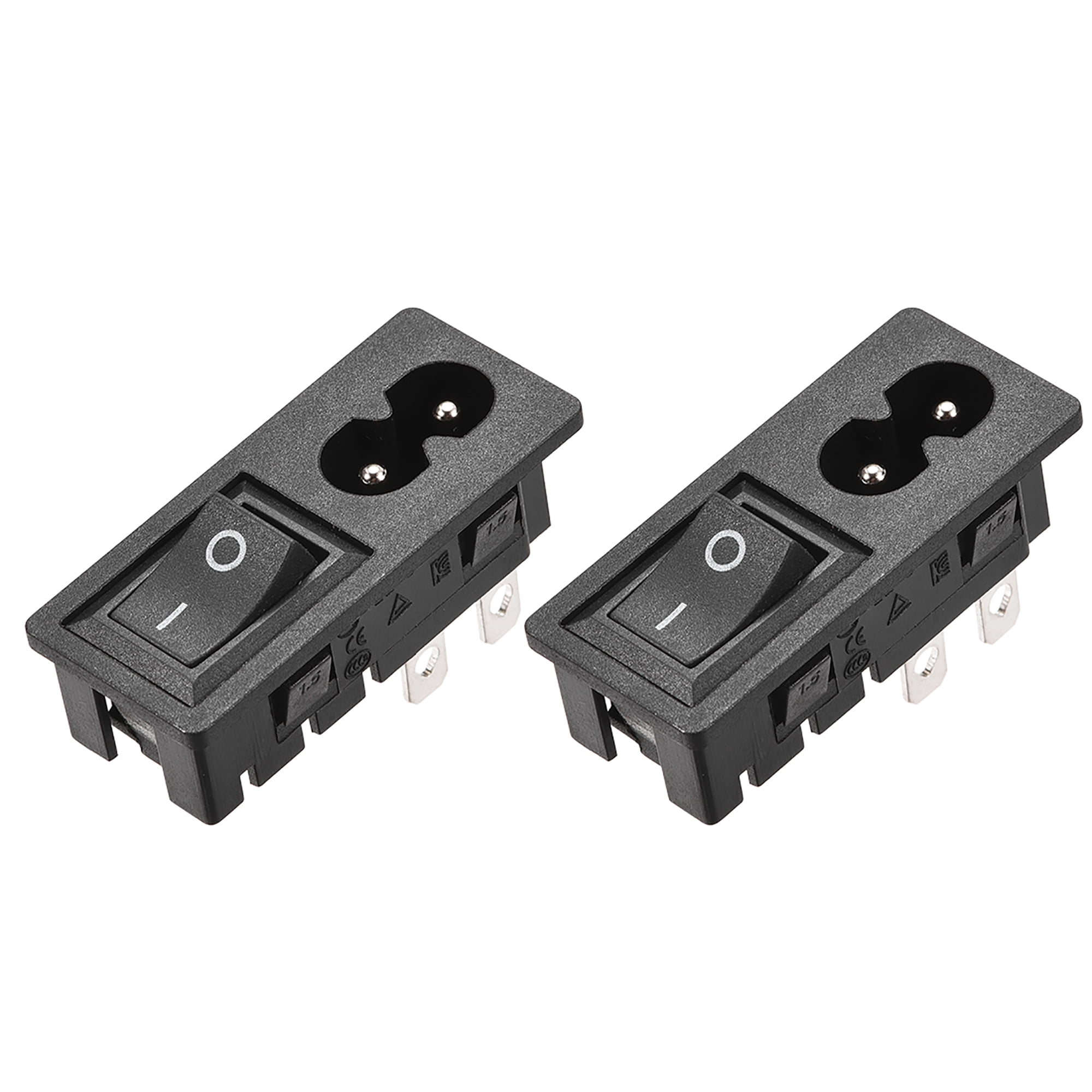 Lot De 2 Adaptateurs De Montage Panneau IEC C8 - Fiche AC 250V 2.5A, 2 Axes (Neuf)