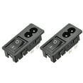 thumbnail image 1 of C8-8 Panel Mount Plug Adapter AC 250V 2.5A 2 Pins 1.5mm Buckle IEC Inlet Plug Power Socket w 3P ON-OFF Switch 2pcs, 1 of 4