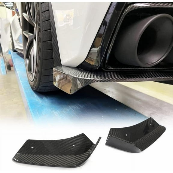 C8 Carbon Fiber Rear Bumper Splitters for 2020-2023 Chevrolet Corvette Stingray C8 2-Door Canards Fin Rear Diffuser Lower Lip Spoiler Valance Protector