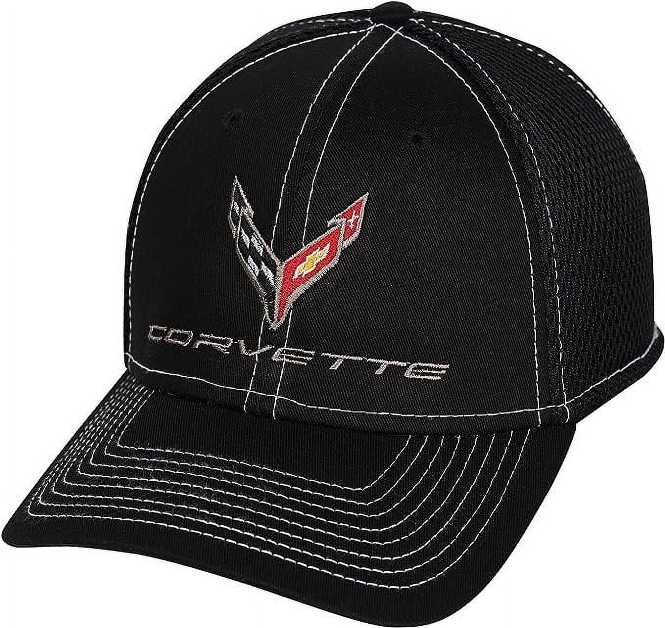 C4 Corvette Baseball Cap - Bestickte Stretch-Fit Mütze Chevrolet Racing Cap Schwarz