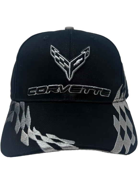 C8 Corvette Bad Vette Hat - Adjustable 3-D Embroidered Cap - Officially Licensed by GM US, Alpha, One Size, Silver/Black