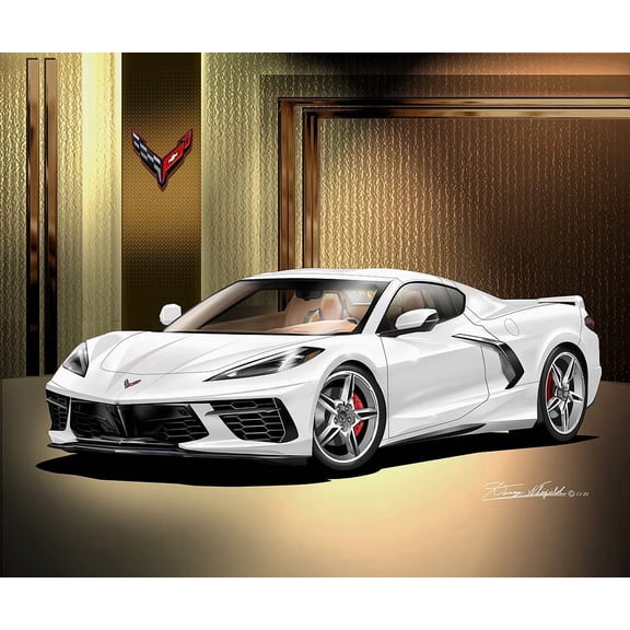 C8 Corvette Coupe | Artic White - Silver 5 spoke wheels | Fine Art Print By Danny Whitfield | Size 20 in X 24 in