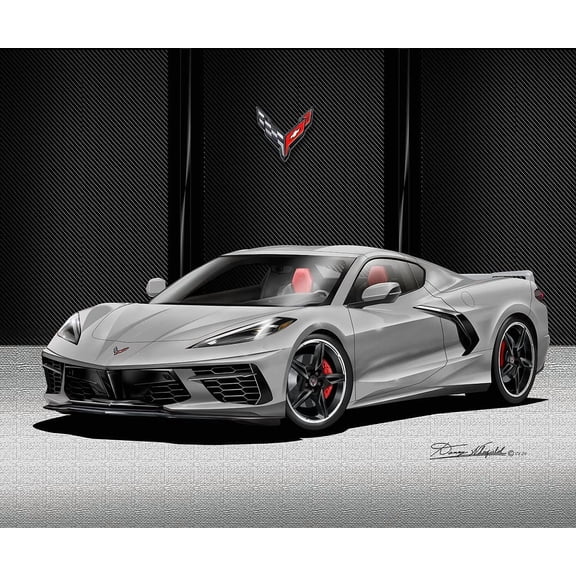 C8 Corvette Coupe | Silver Flair - Black 5 spoke wheels | Fine Art Print By Danny Whitfield | Size 20 in X 24 in