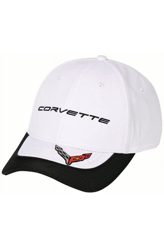 C8 Corvette Hat White with Carbon Accent Bill