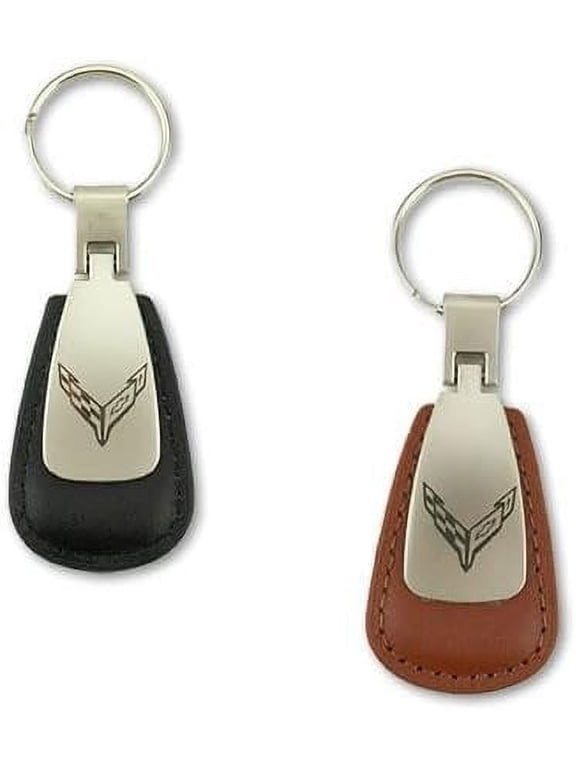 C8 Corvette Leather Teardrop Key Chain - Officially Licensed Chevrolet Key Chain Black