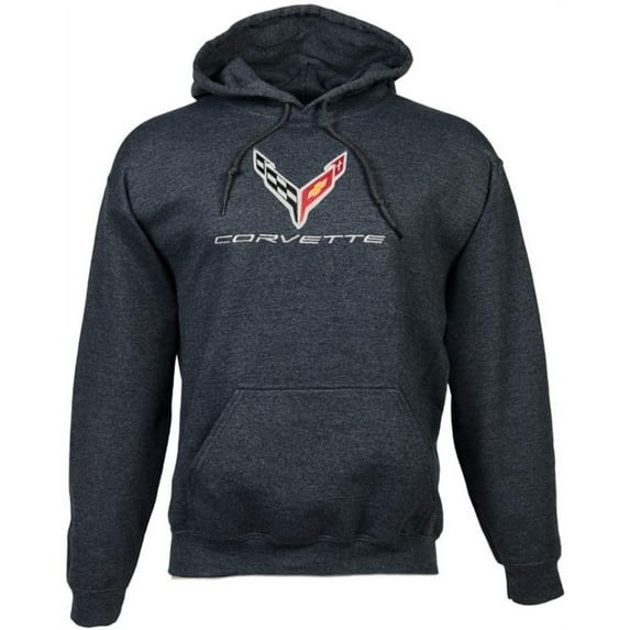 C8 Corvette Next Generation Embroidered Sweatshirt Hoodie Large, Charcoal