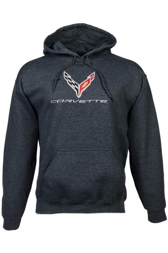 C8 Corvette Next Generation Embroidered Sweatshirt Hoodie X-Large, Charcoal