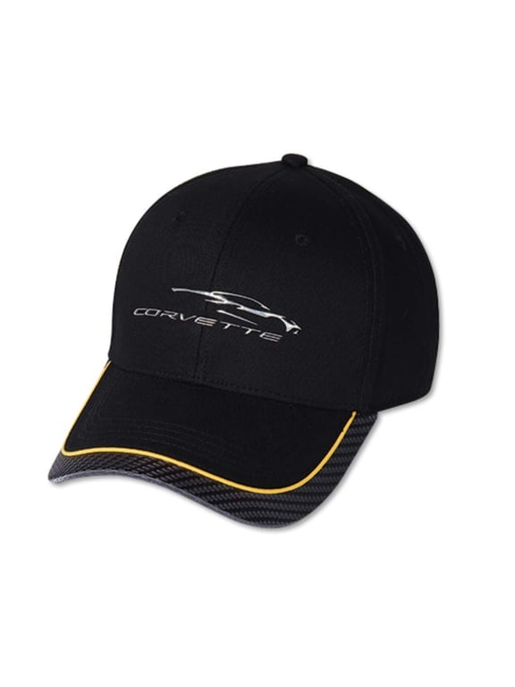 C8 Corvette Next Generation Gesture Logo Hat - Black with Yellow Stripe