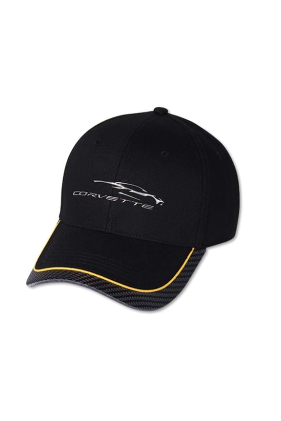 C8 Corvette Next Generation Gesture Logo Hat - Black with Yellow Stripe