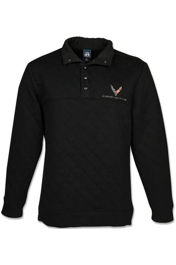 C8 Corvette Quilted Pullover Sweatshirt Black Medium
