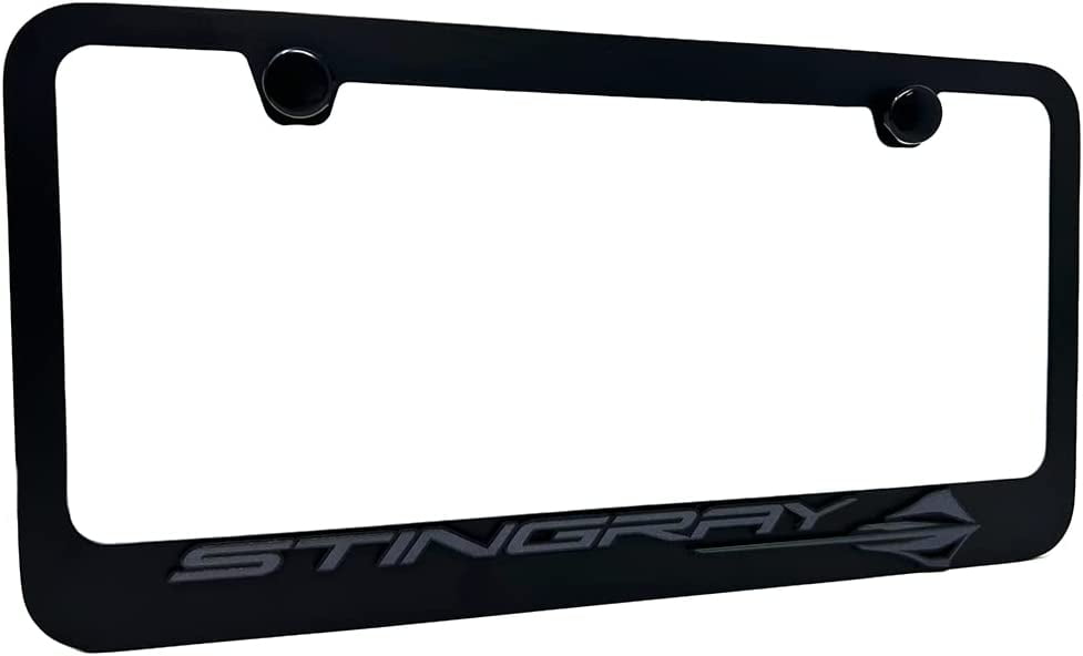 C8 Corvette Stingray License Plate Frame - Black With Black C8 Stingray ...