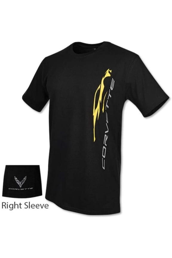C8 Corvette Vertical Gesture Logo T-Shirt - Black Large