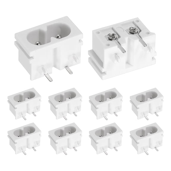 C8 Male Panel Mount Plug Adapter 10 Pack, IEC320 Connectors IEC Inlet Socket 2-Pin AC 250V 2.5A for Home Household Office Low-Power Electronics, 0.9x0.5x0.6 in White
