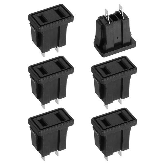 C8 Male Panel Mount Plug Adapter 6 Pack, IEC320 Connectors IEC Inlet Socket 2-Pin AC 250V 2.5A for Home Household Office Low-Power Electronics, 1.0x0.6x1.3 in Black