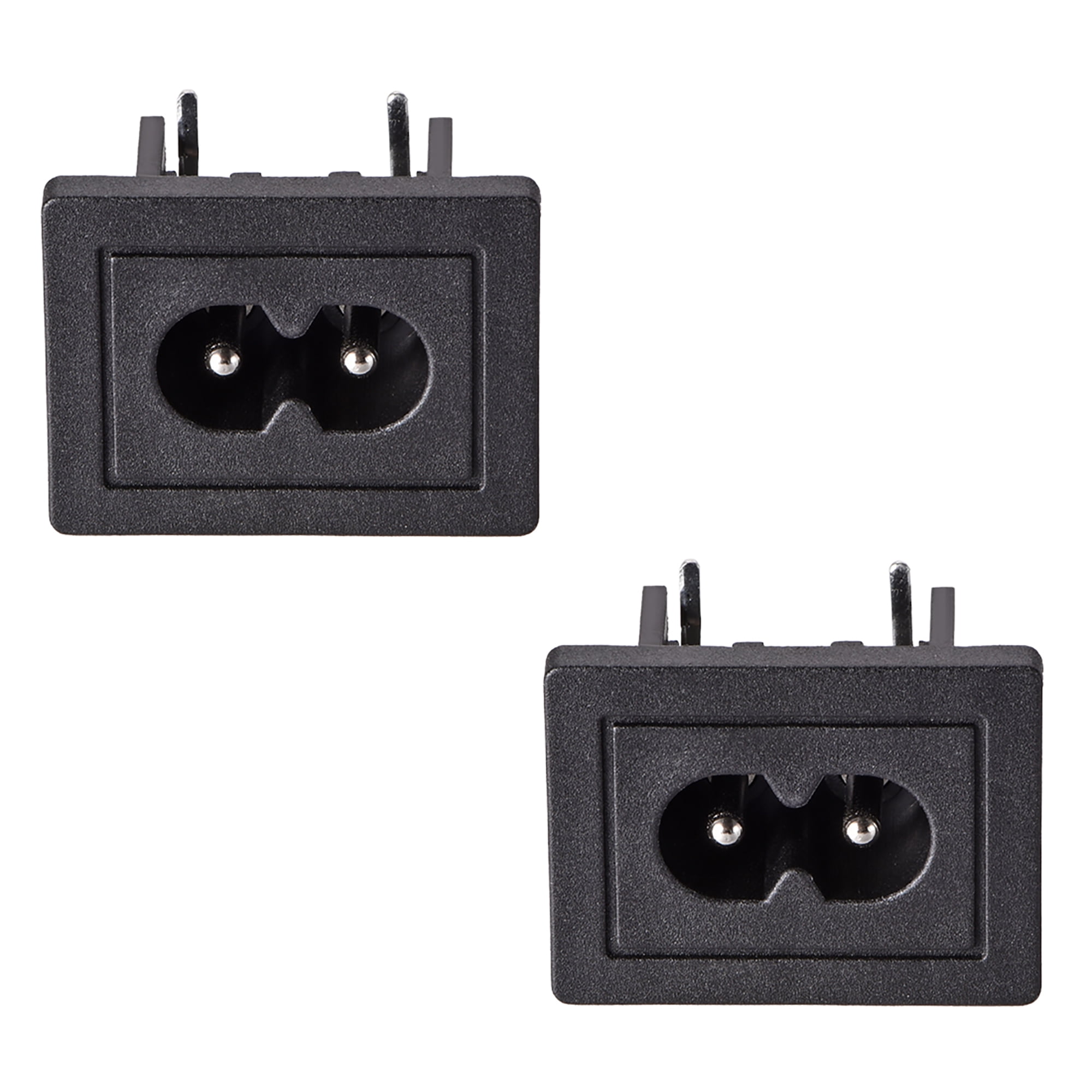 C8 Panel Mount Plug Adapter AC 250V 2.5A 2 Pins IEC Inlet Module Plug Power  Connector Socket Right Angle 2 pcs