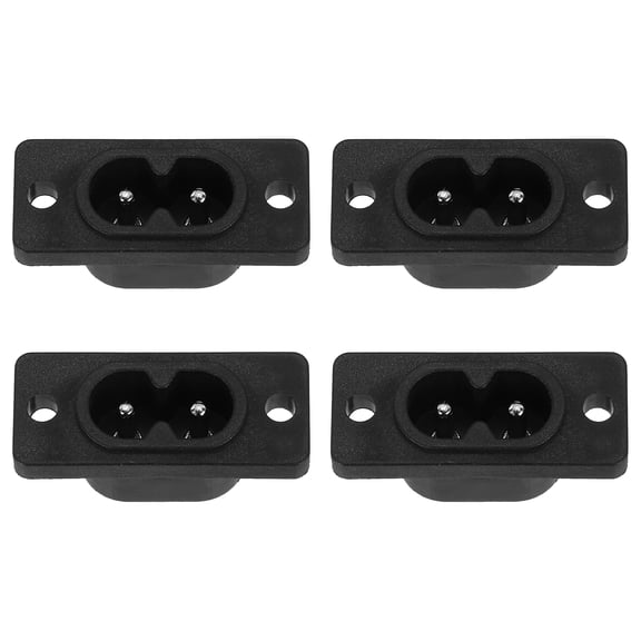 C8 Panel Mount Plug Adapter AC 250V 2.5A 2P IEC Plug Power Straight W 2 Wire 4 Pcs
