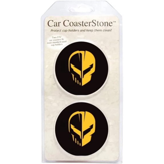 C8.R Jake Skull Corvette Car Coaster - Set of 2 - Black Interior Accessory