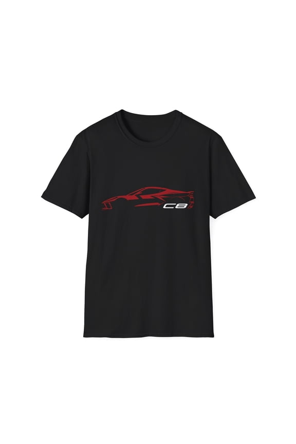 C8 Stingray T-Shirt – Red Mist Silhouette Graphic for Chevy Car Fans