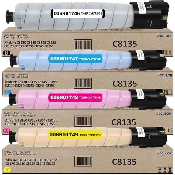 C8130 C8135 Toner Cartridge Extra High Yield 006R01746 006R01747 006R01748 006R01749 Compatible with Xerox AltaLink C8130 C8135 C8145 C8155 C8170 C8230 C8235 C8245 C8255 Printer (4-Pack)