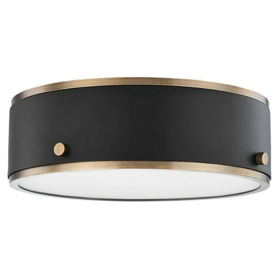 C8312-PBR/SFB-Troy Lighting-Eli - 10W 1 LED Small Flush Mount-3.5 Inches Tall and 11.75 Inches Wide-Patina Brass/Soft Black Finish